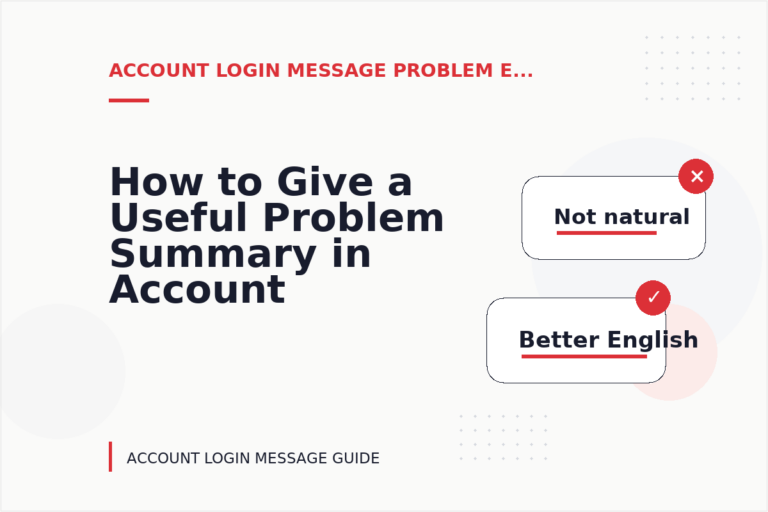 How to Give a Useful Problem Summary in Account Login Message English How to Give a Useful Problem Summary in Account Login Message English